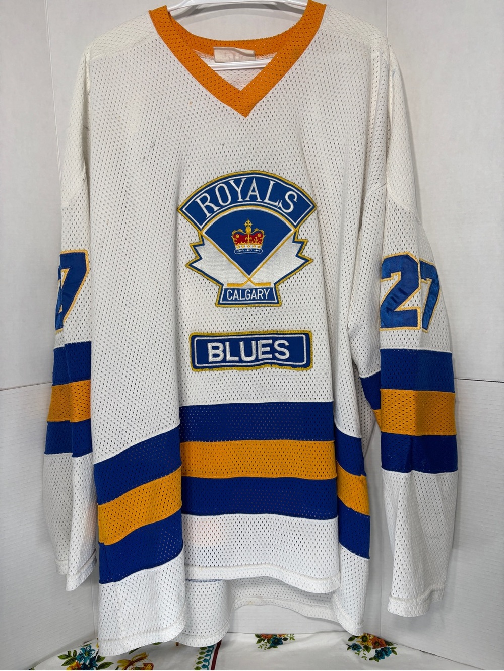 Calgary Royals Blues Hockey Jersey #27 Alberta Elite Hockey League Long Sleeve